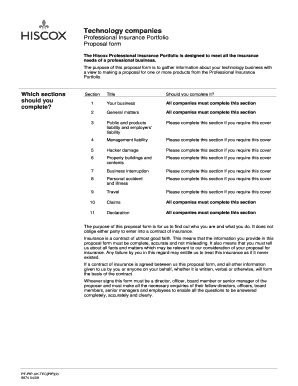 Hiscox Professional Insurance Portfolio Proposal Form