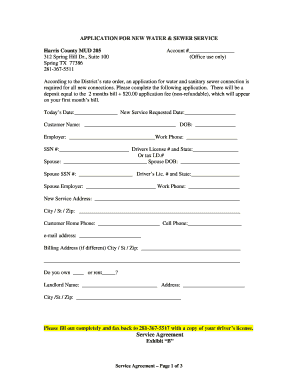 Harris County Water and Sewer Service Application