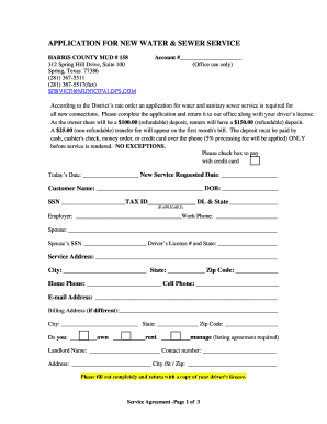 Harris County Water and Sewer Service Application