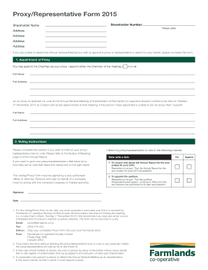 Proxy Form for Farmlands Co-operative Society Annual General Meeting