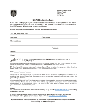 Gift Aid Declaration Form