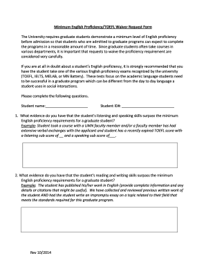 TOEFL Waiver Request - The Graduate School