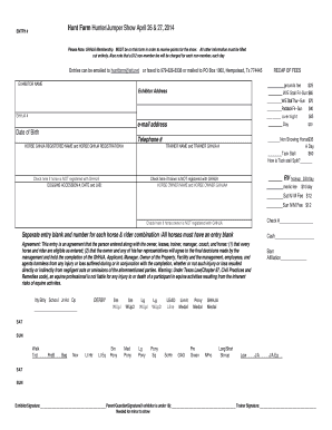 49a correction form - ENTRY Hunt Farm HunterJumper Show April 26 27 2014 - ghhja