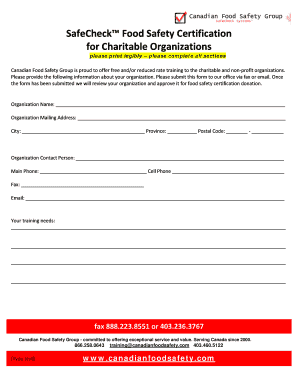 SafeCheck Food Safety Certification Application