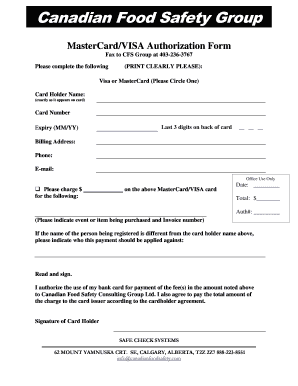 MasterCard/VISA Authorization Form