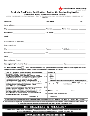 Alberta Section 31 Food Safety Certification