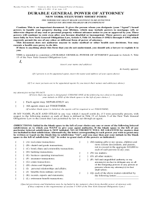 New York Statutory Short Form Durable General Power of Attorney