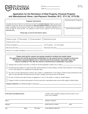 Ohio Real Property Penalty Remission Application