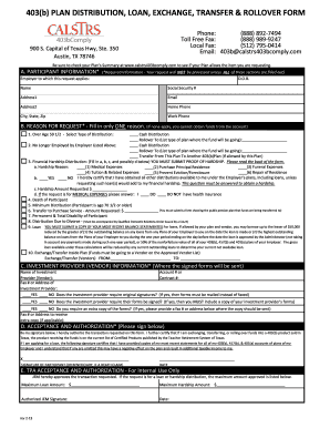 403(b) Plan Distribution and Loan Form
