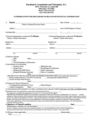 Authorization for Disclosure of Health Information