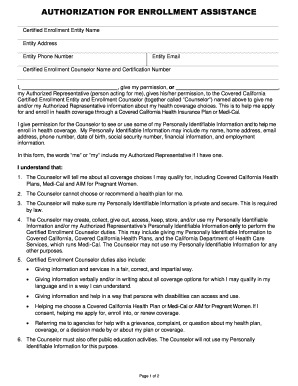 Authorization for Enrollment Assistance