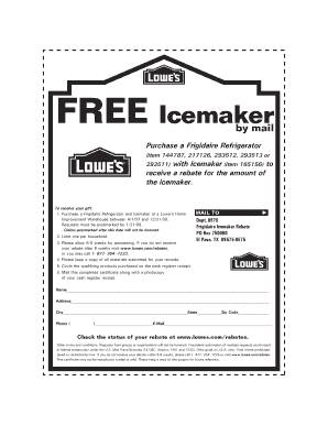 Frigidaire Icemaker Rebate Form