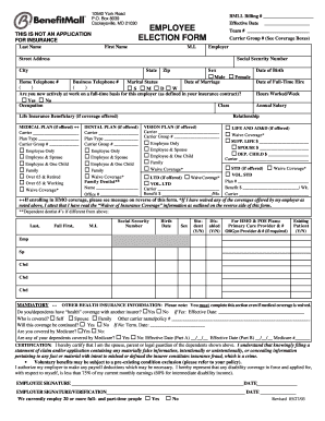 Employee Insurance Election Form