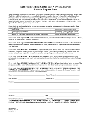Schuylkill Medical Center Records Request Form