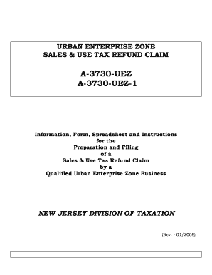 New Jersey Urban Enterprise Zone Sales Tax Refund Claim