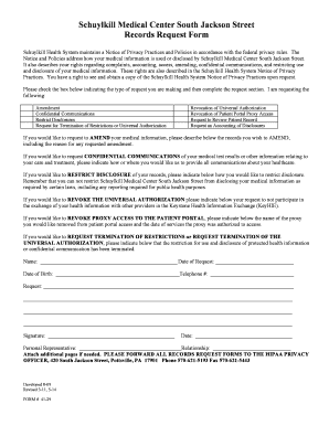 Schuylkill Medical Center Records Request Form