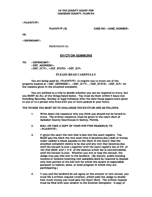 Florida Eviction Summons