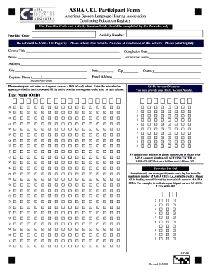 ASHA CEU Participant Form