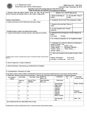 ETA Form 790 Agricultural and Food Processing Clearance Order