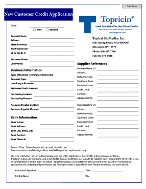 New Customer Credit Application - CONNECT