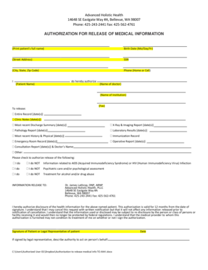 Authorization for Release of Medical Information