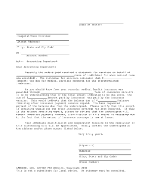 Medical Billing Clarification Letter