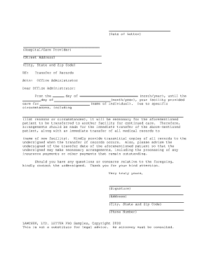Transfer of Medical Records Letter