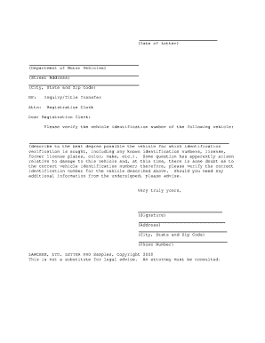Vehicle Identification Verification Letter
