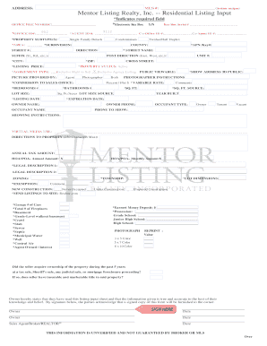 Residential Listing Input Form