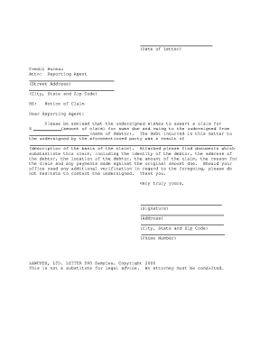 Notice of Claim Letter