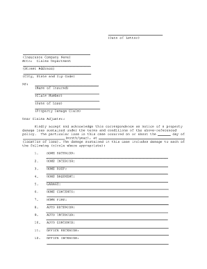 Property Damage Claim Letter