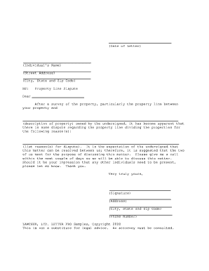 Property Line Dispute Letter