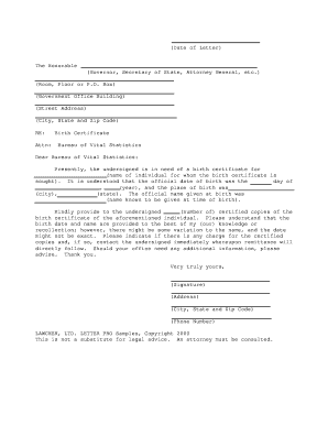 Birth Certificate Request Letter