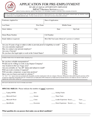 Pre-Employment Application Form