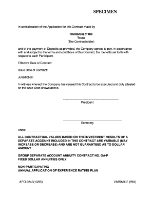 Group Separate Account Annuity Contract