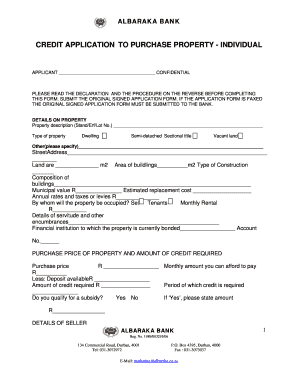 Albaraka Bank Property Purchase Credit Application