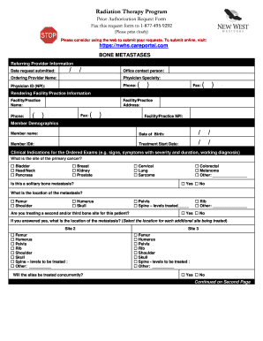 Radiation Therapy Prior Authorization Request Form