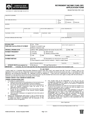 Retirement Income Fund Application Form