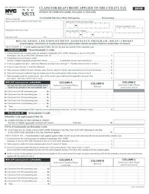 NYC REAP Credit Application for Utility Tax