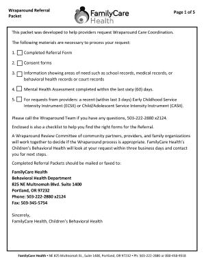 Wraparound Care Coordination Referral Form