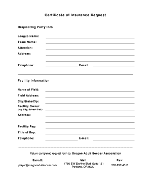 Certificate of Insurance Request