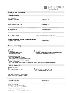 Anmeldung für eine Verpfändung