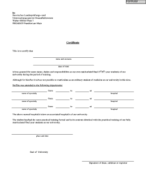 Medical Training Certificate