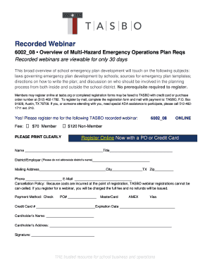 TASBO Webinar Registration Form