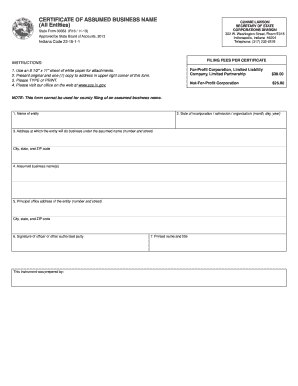 Indiana Certificate of Assumed Business Name