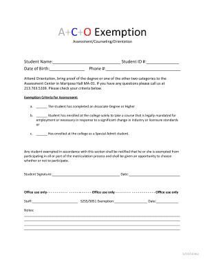 A+C+O Exemption Form
