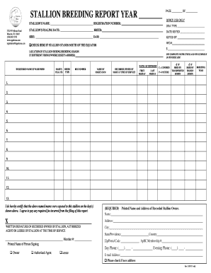 Stallion Breeding Report Form