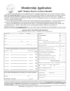 Appaloosa Horse Club Membership Application