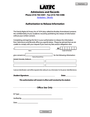 Authorization to Release Academic Information