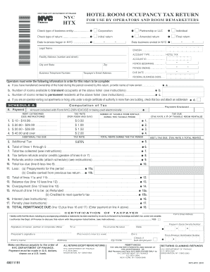 New York City Hotel Room Occupancy Tax Return